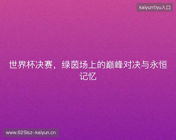 世界杯决赛，绿茵场上的巅峰对决与永恒记忆